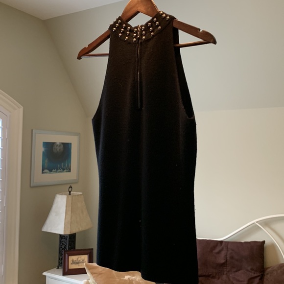 Size small classy black knit top.  Ramy Brook New York.  Silver detailing. - Picture 2 of 5